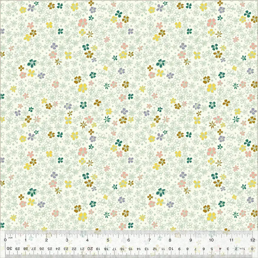 Multi Little Blossom Ivory Wideback Cotton Fabric Per Yard - Linda's Electric Quilters