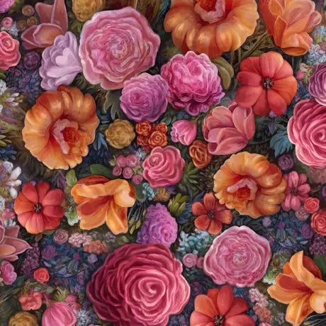 MYSTICAL UNICORN - PACKED FLORAL - MULTI QT fabrics