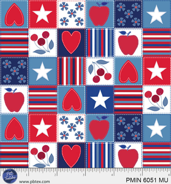 Multi Patriotic Minis PMIN-6051-MU Cotton 44”/45” Fabric Per Yard