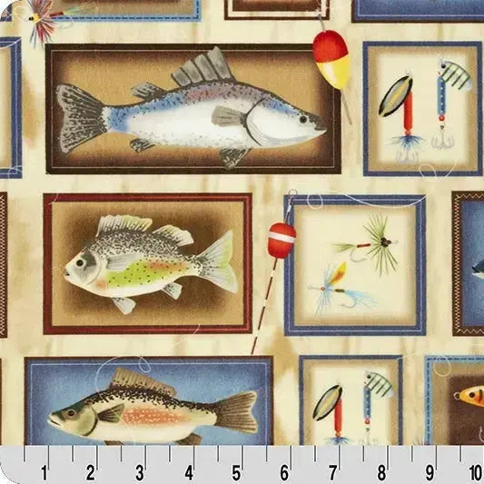 Gone Fishing Digital Cuddle Tan - Linda's Electric Quilters