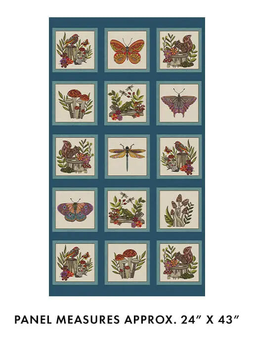 Multi Teal Small Wonders Panel 24" x 43" Benartex Inc