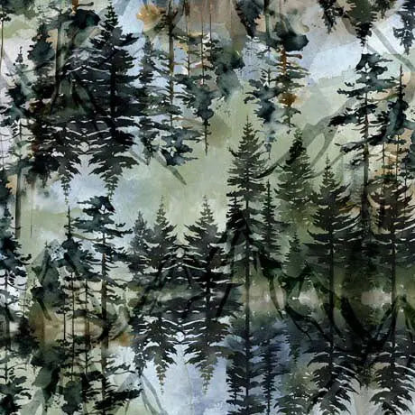 Multi Color Wonder of Nature Pine Trees Wideback Fabric Per Yard - Linda's Electric Quilters