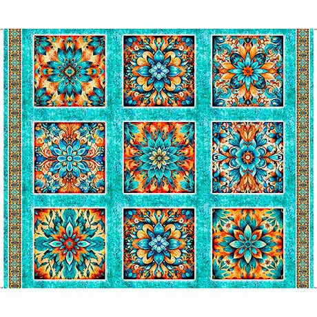 Multi Turquoise Desert Rose Panel