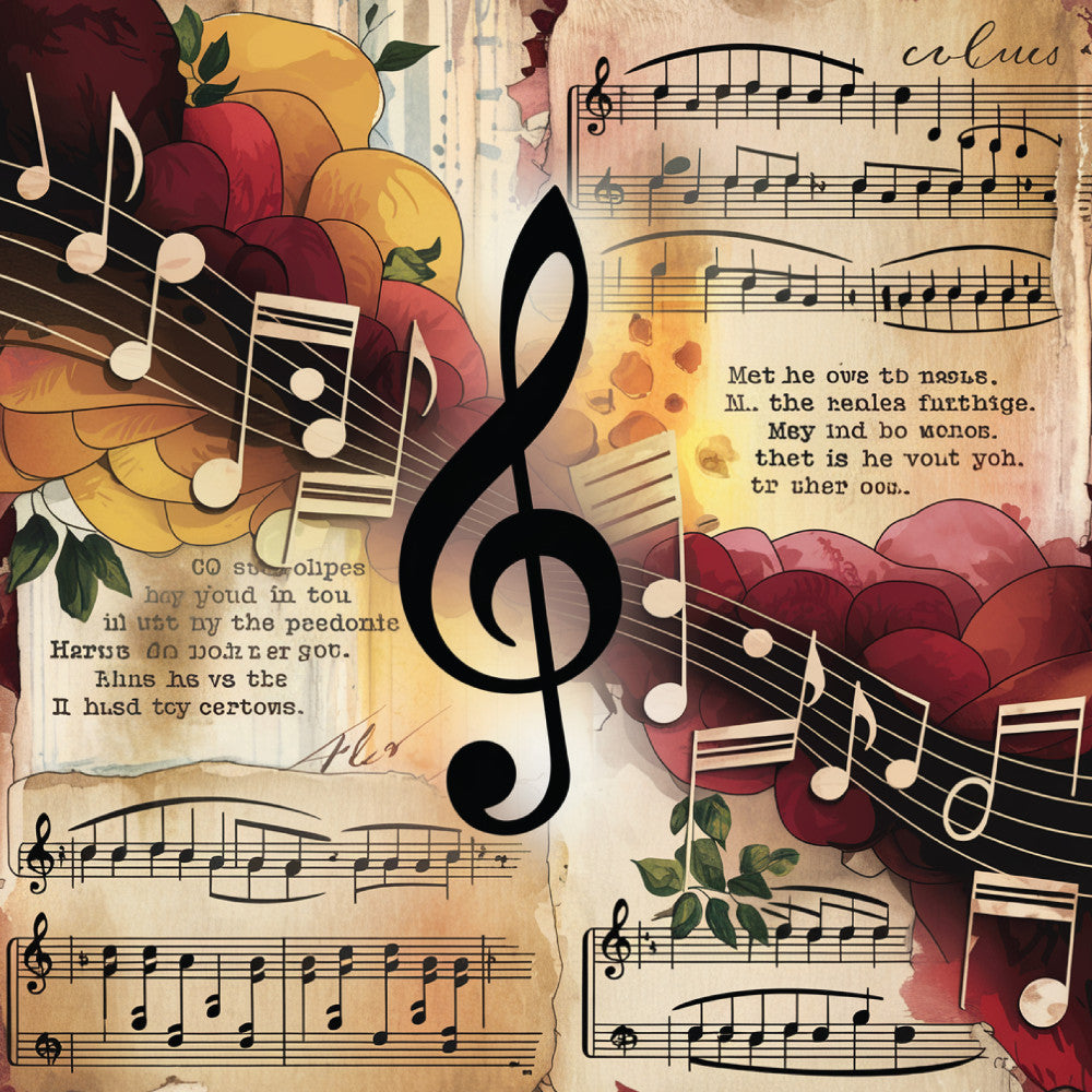 Music Sheet Fabric Panel 18 QuiltingFabricPanels