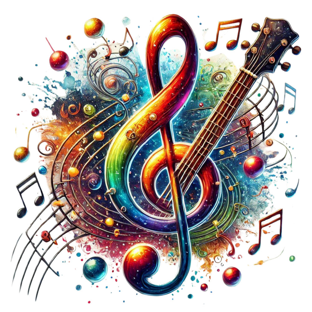 Musical Notes Fabric Panel 24 QuiltingFabricPanels