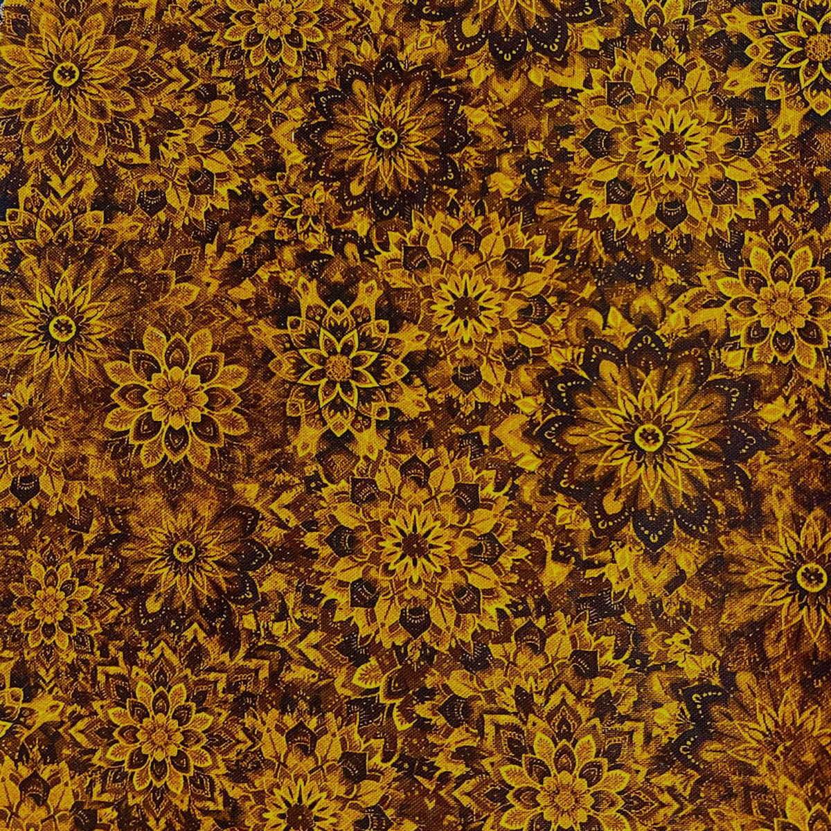 Mustard Gold Quilt Back - Dancin' Dahlias 108" wide Fabric per yard