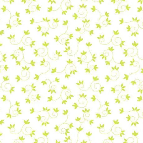 My Watercolor Garden - Scroll and Flower - Green 44" / 45" Fabric Per Yard The Fabric Company