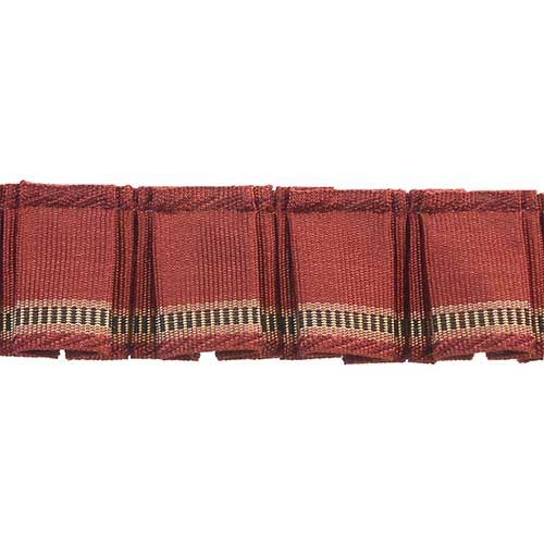Mystique Collection - 1 3/4" width PLEATED TRIM (25 Yard Roll) - BF-1328-88/02 Dark Brick and Gold