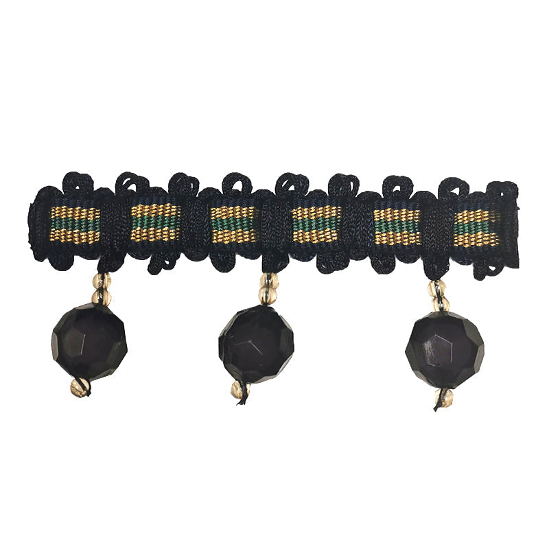 Mystique Collection - 2" length BEADED FRINGE (25 Yard Roll) - BF-4028-05/10 Navy Blue and Gold