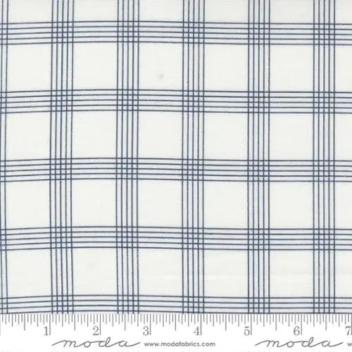 Nantucket Summer Cream Navy Plaid Checks Plaids 44"/45" Fabric Per Yard Moda Fabrics & Supplies