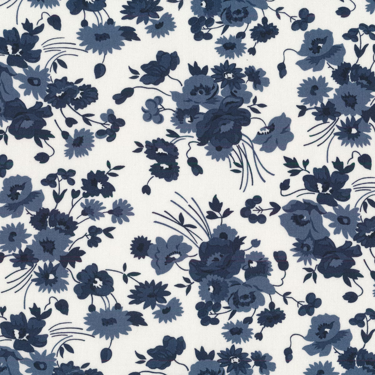 Nantucket Summer Cream Navy Somerset Florals 44"/45" Fabric Per Yard Moda Fabrics & Supplies