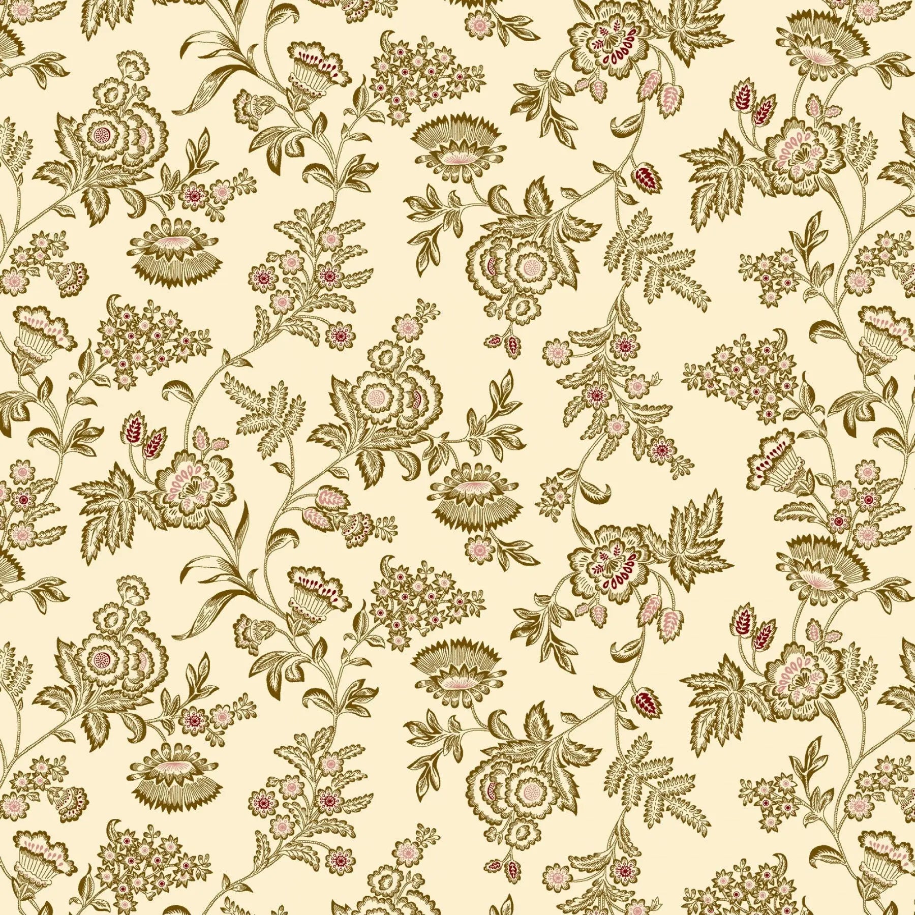 Natural Cottage Linens Vintage Floral Fabric Per Yard EE Schenck Co