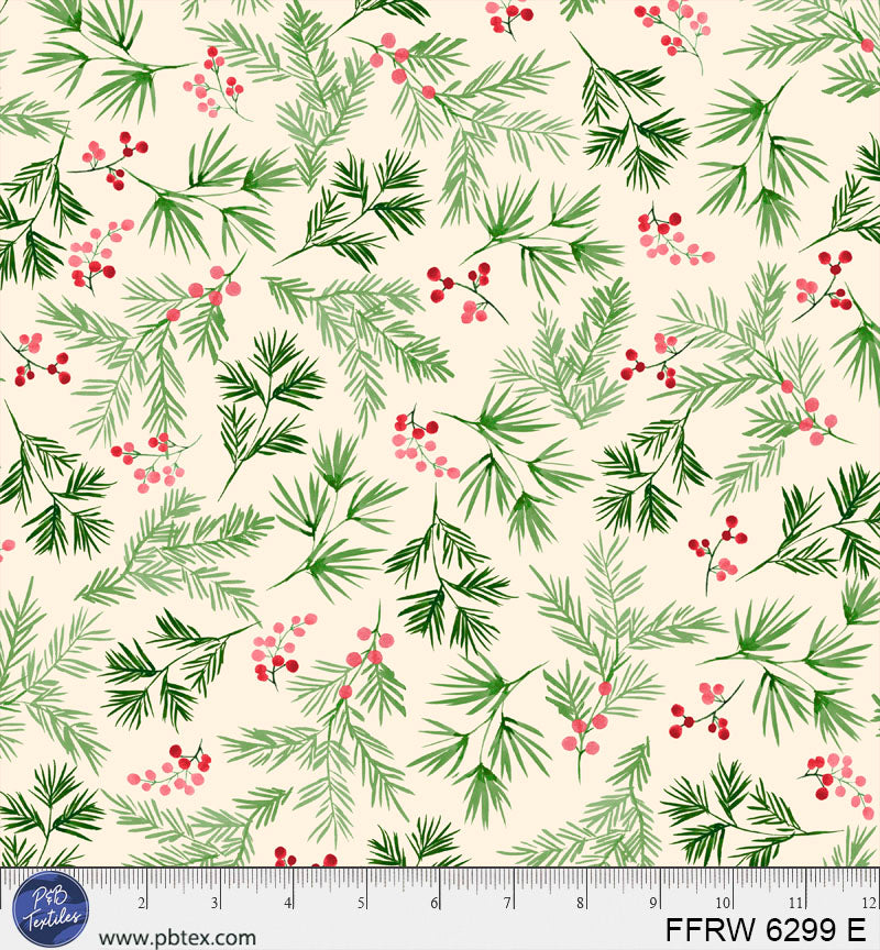Natural First Frost Pine Spring 108 inch Cotton Fabric P&B Textiles