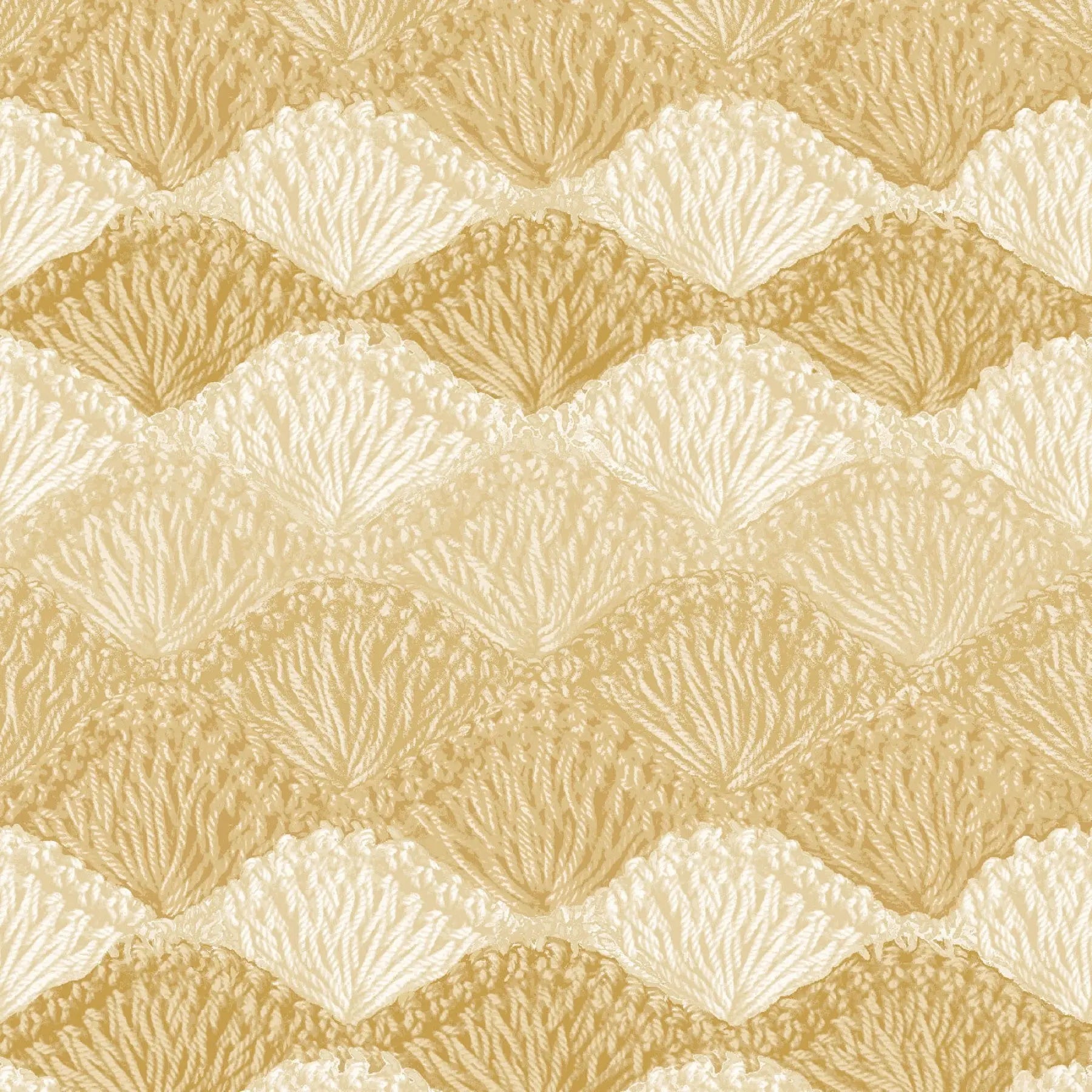 Natural Crochet Tan Shell Stitch Cotton Wideback Fabric Per Yard