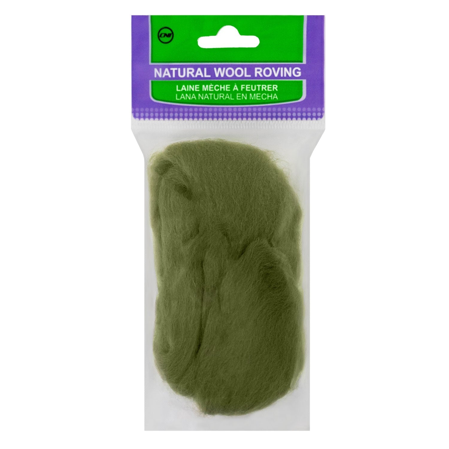 Natural Wool Roving (Moss Green)