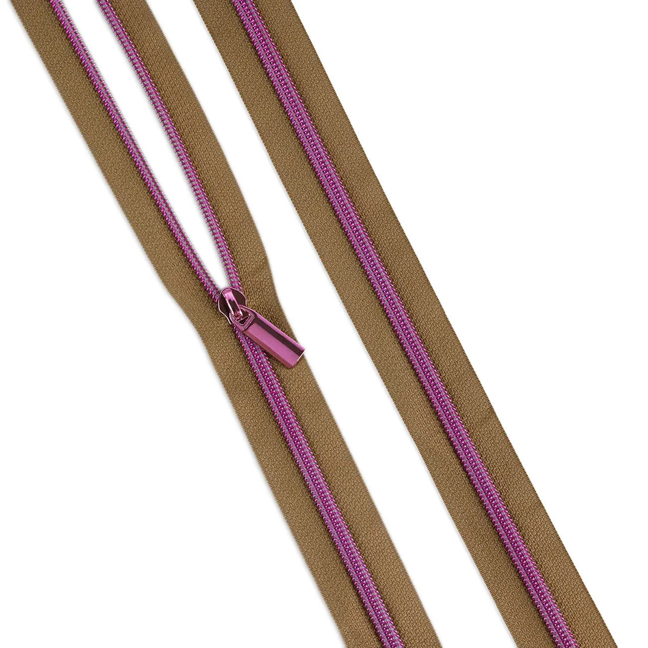 Natural #5 Nylon Tula Pink Coil Zipper 3yds and 9 Pulls - Linda's Electric Quilters