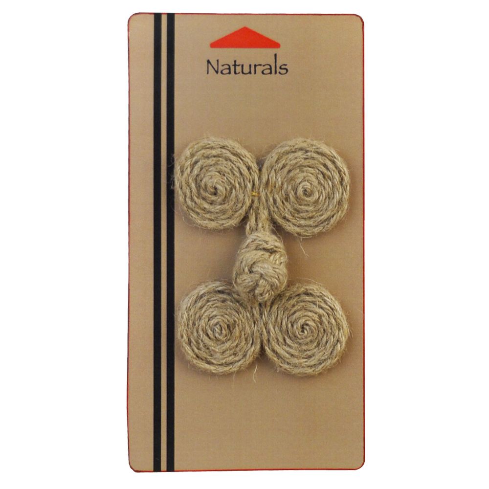 Naturals Jute Frog Button - 3" x 2" - 3 pieces per pack
