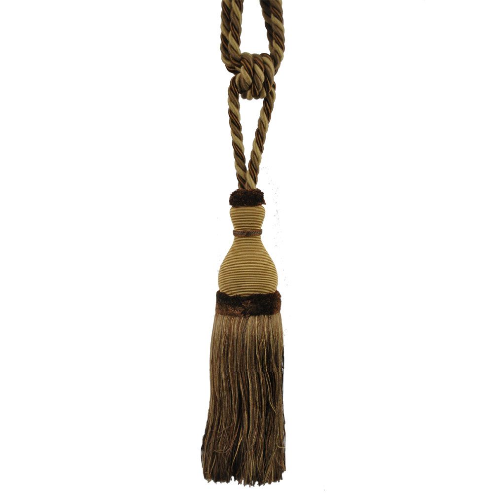 Newport Collection - 10-inch Single Tassel Tieback - BT-6004-16-28 Sable and Beige