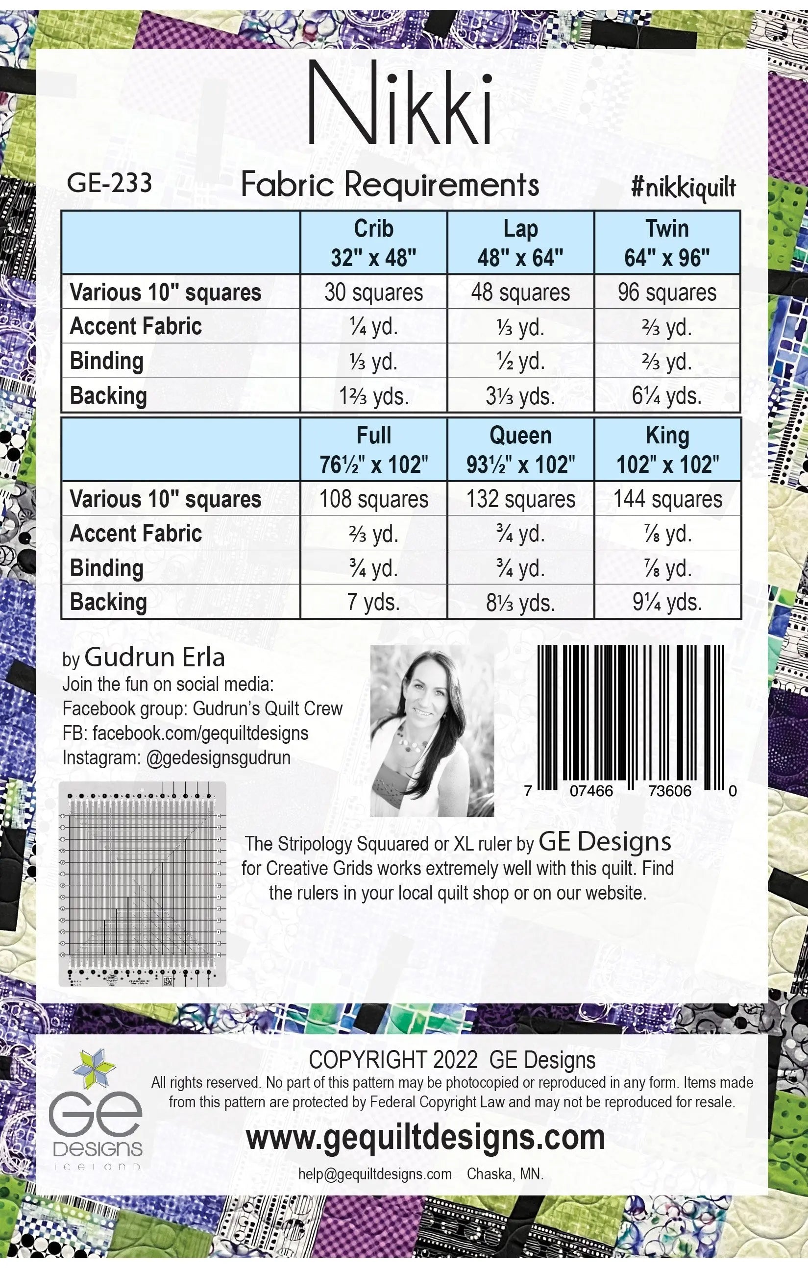 Nikki - 10" square Pattern 233 GE Designs