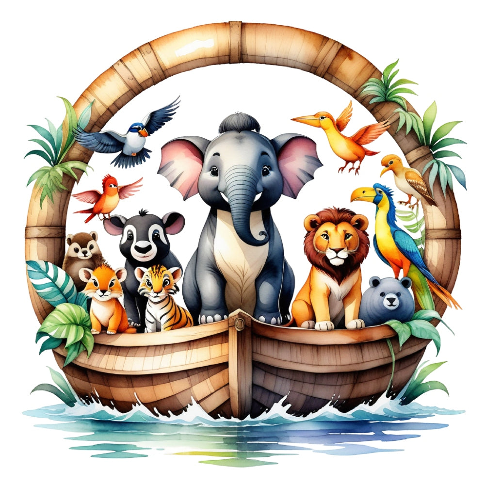 Noah's Ark Round Fabric Panel 12