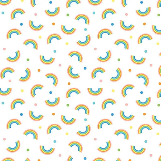 Noah's Journey - Little Rainbows - White 44" / 45" Fabric Per Yard The Fabric Company