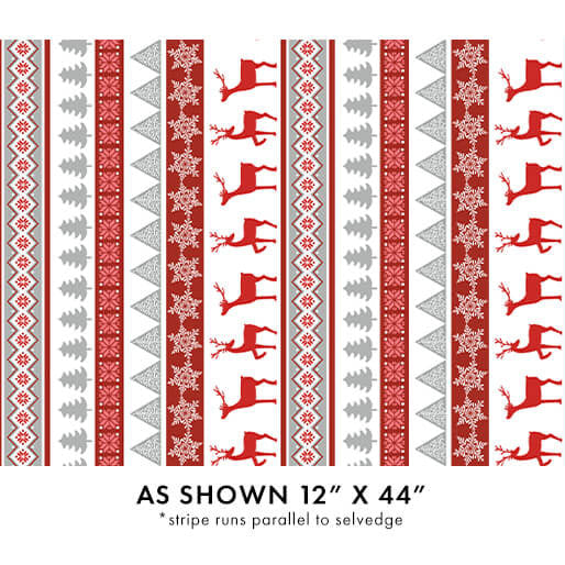 Nordic Cabin - Deer Stripe - Red 44" / 45" Fabric Per Yard