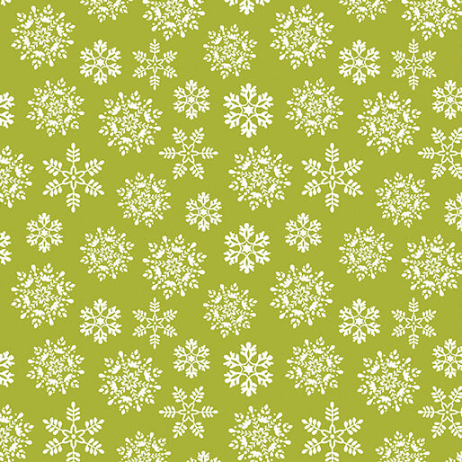 Nordic Cabin - Snowflakes - Lime 44" / 45" Fabric Per Yard