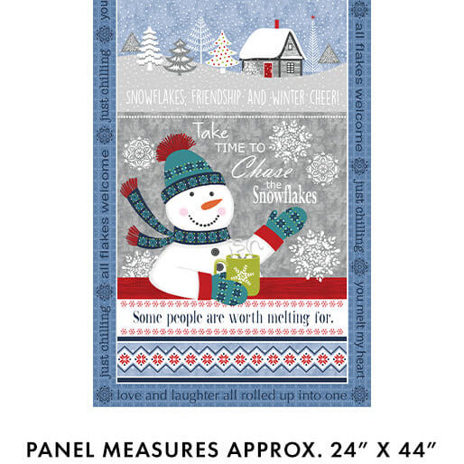Nordic Cabin - Snowman Panel (24"x44")