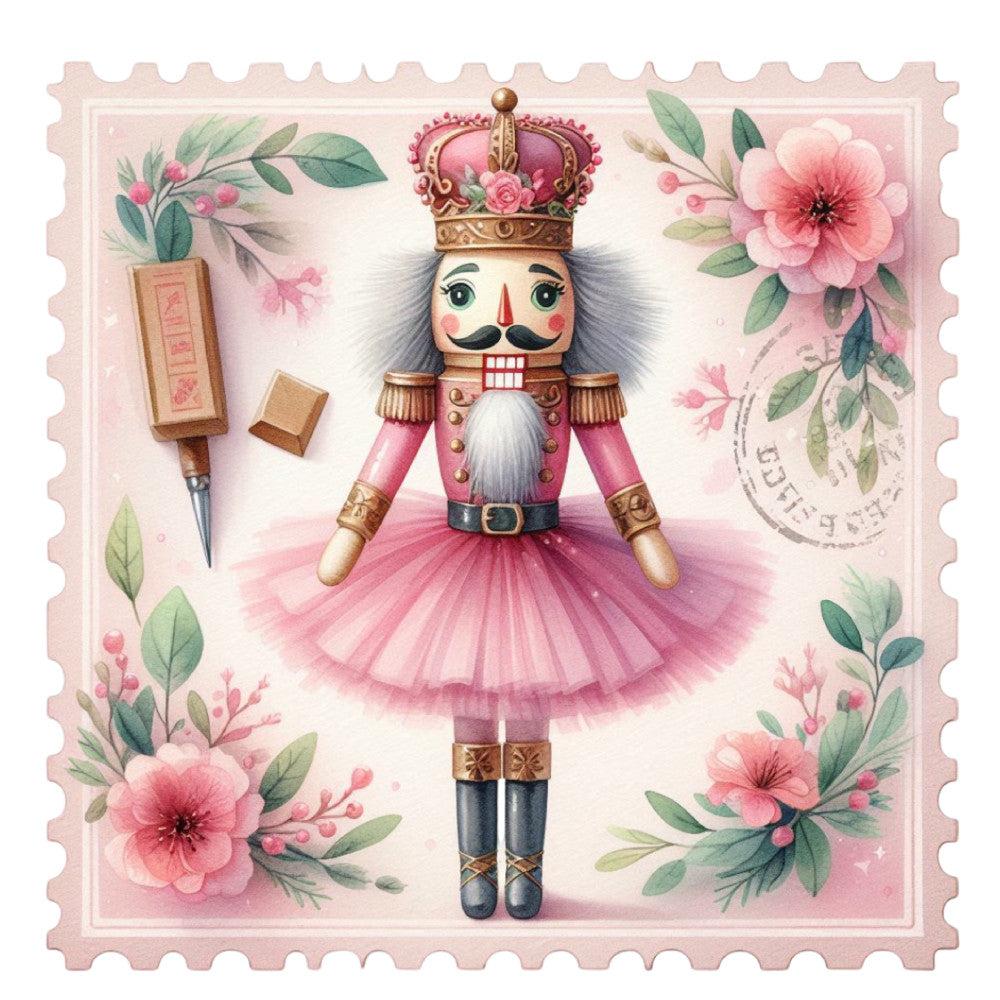 Nutcracker Postage Stamps Fabric Panel 10 QuiltingFabricPanels