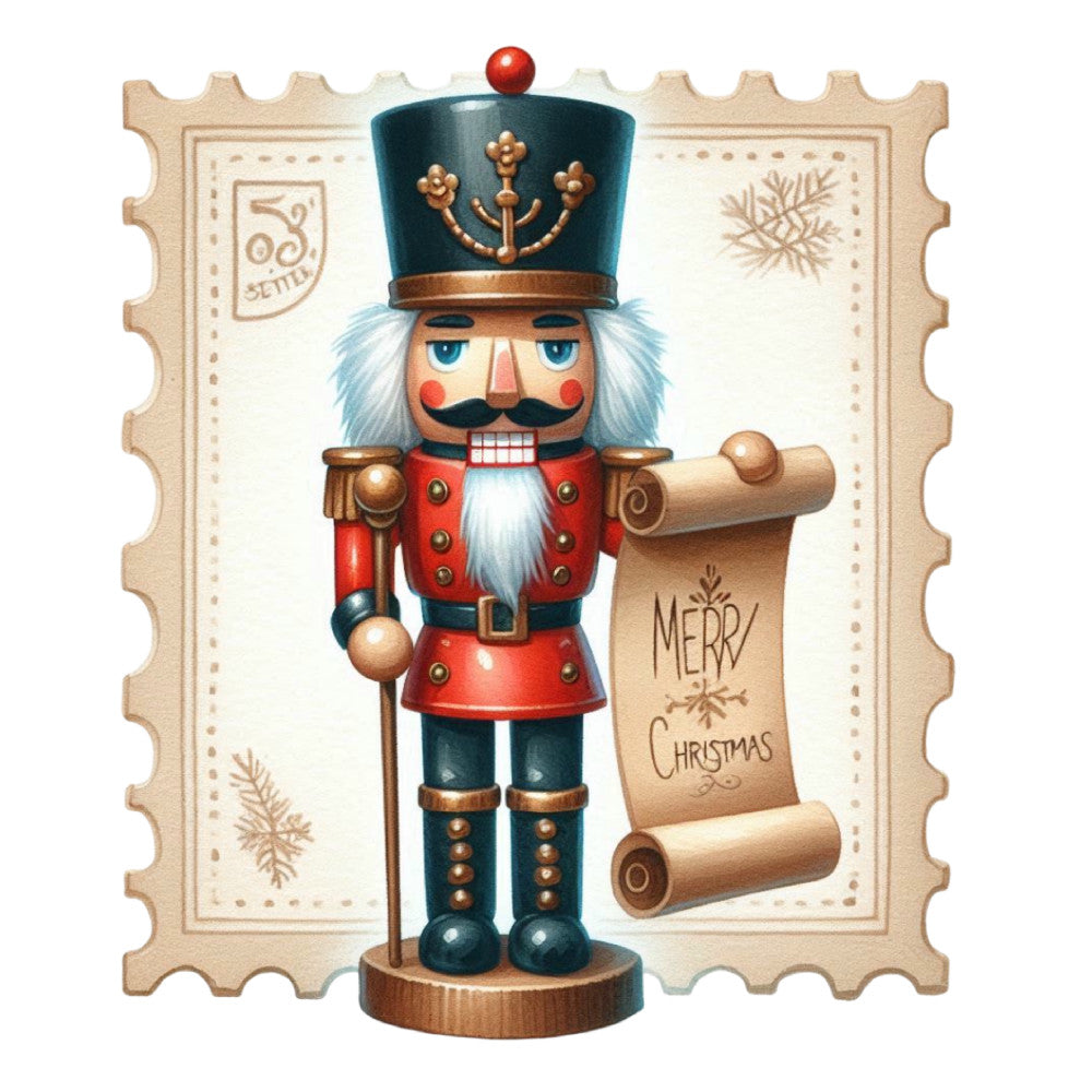 Nutcracker Postage Stamps Fabric Panel 8 QuiltingFabricPanels