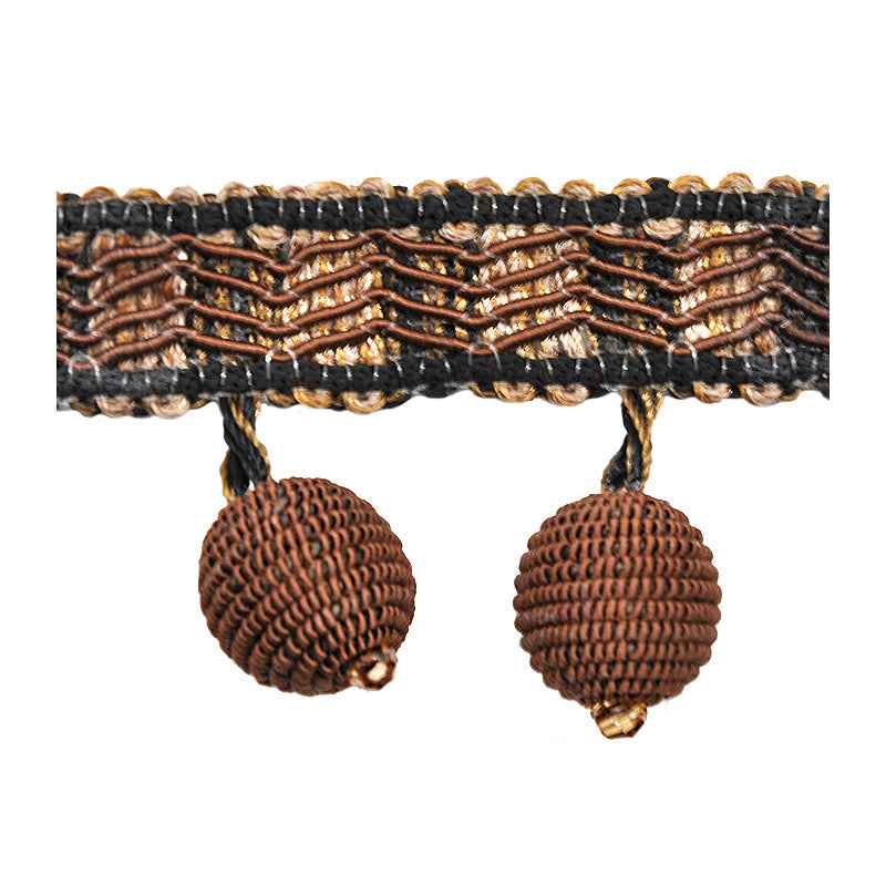 Odyssey Collection - 1 1/2" Ball Fringe (25 Yard Roll) - BF-4030-66/36 Brown and Tan