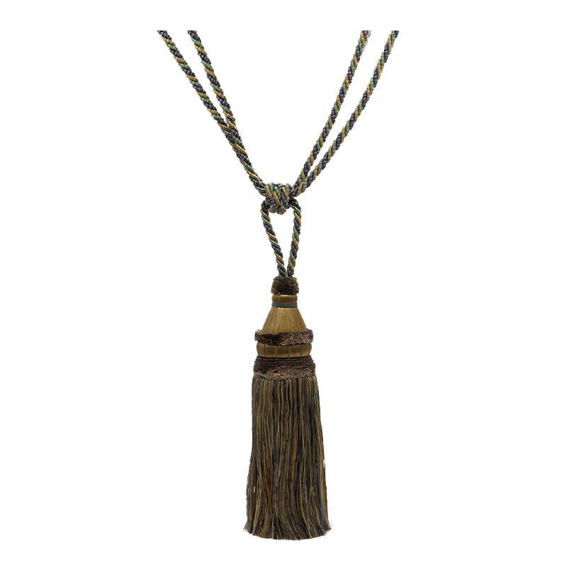 Odyssey Collection - 12" Length SINGLE TASSEL TIEBACK - BT-6030-38/04 Green, Blue and Tan