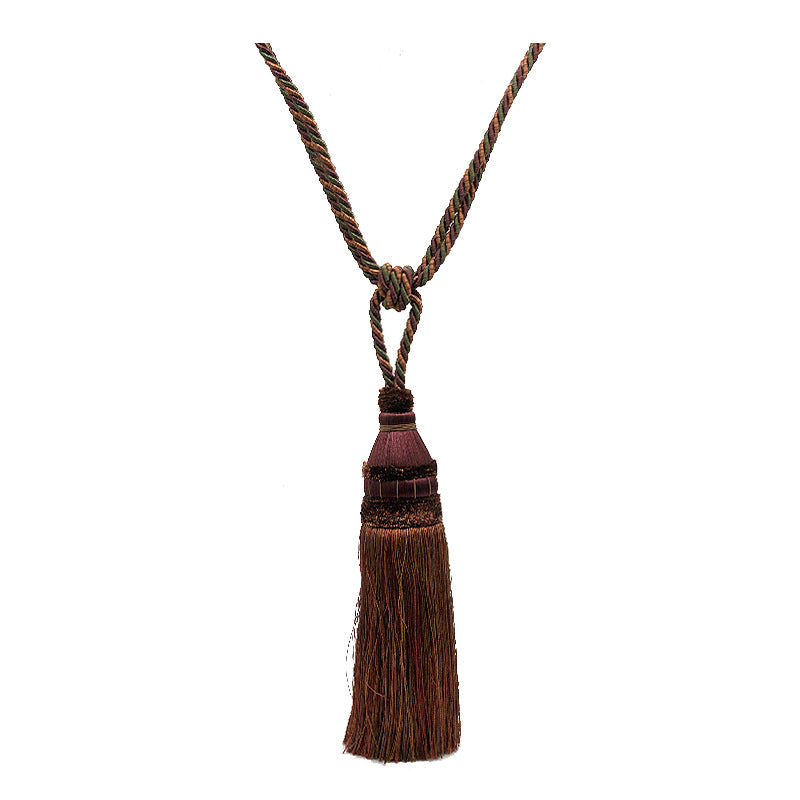 Odyssey Collection - 12" Length SINGLE TASSEL TIEBACK - BT-6030-70/81 Burgundy and Mocha