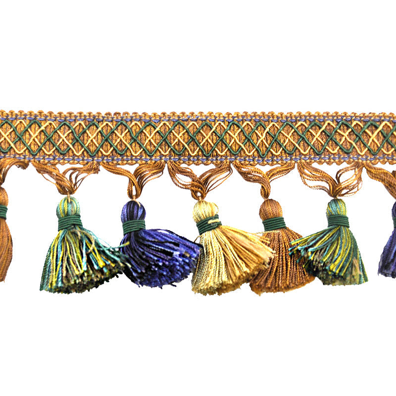 Odyssey Collection - 3 1/2" Tassel Fringe (25 Yard Roll) - BF-4500-38/04 Green, Blue and Tan