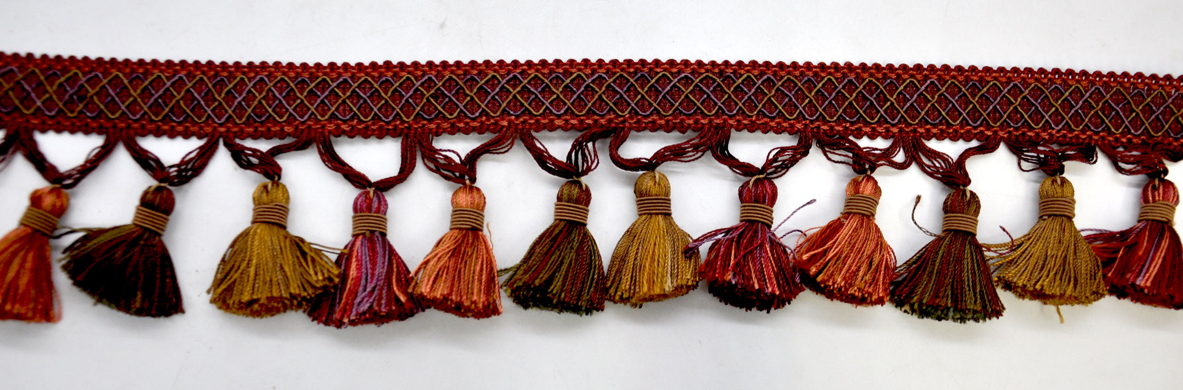 Odyssey Collection - 3 1/2" Tassel Fringe (25 Yard Roll) - BF-4500-70/81 Burgundy and Mocha
