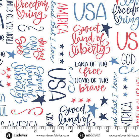 Oh Say Can You Sew White 108" Cotton Wideback Fabric - ( 1 3/8 Yard Pack )
