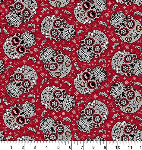 Ohio State Buckeyes - Sugar Skull 44"/45" Fabric per yard
