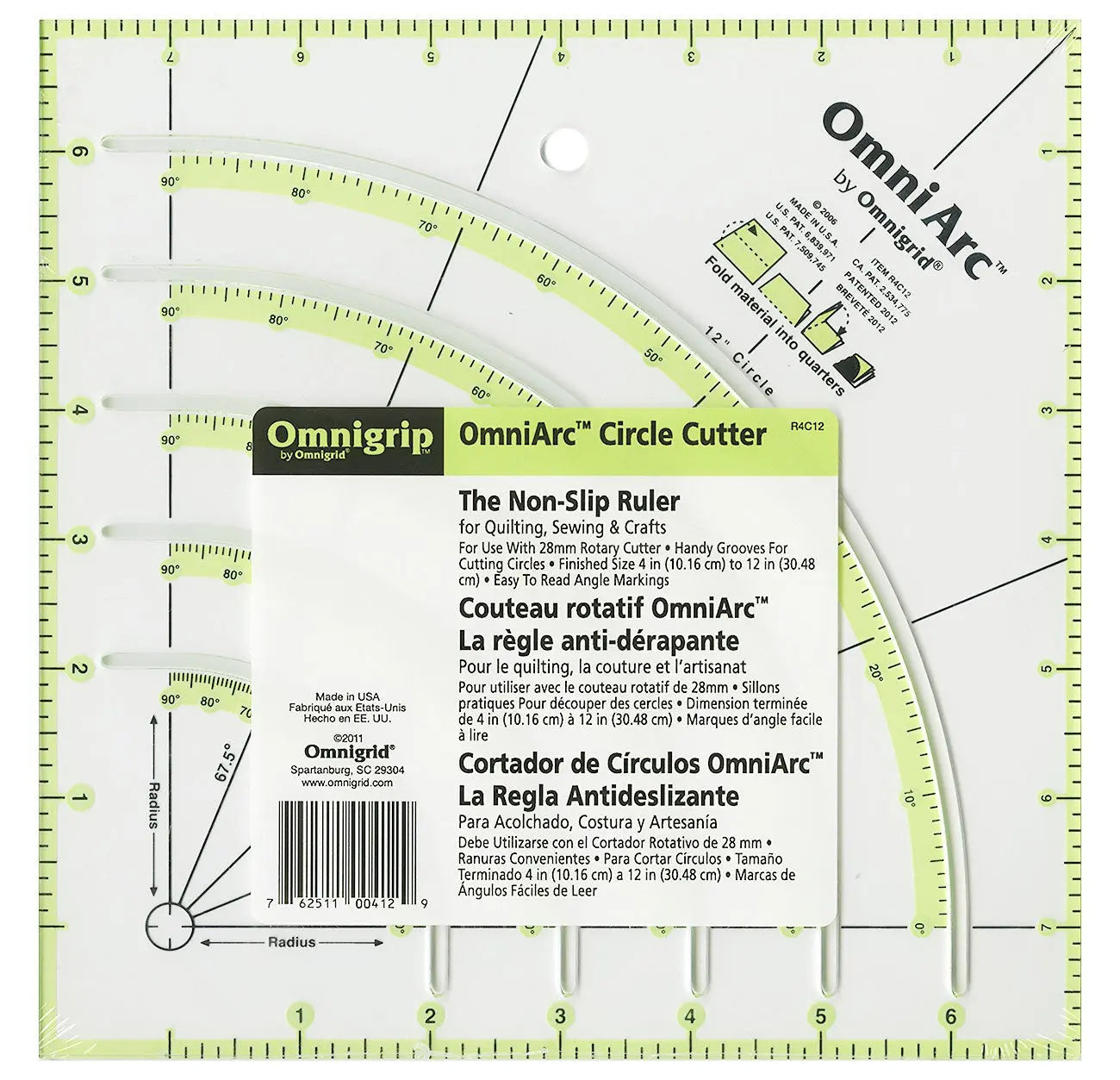 Omnigrip OmniArc Circle Cutter Ruler 8in Square - Linda's Electric