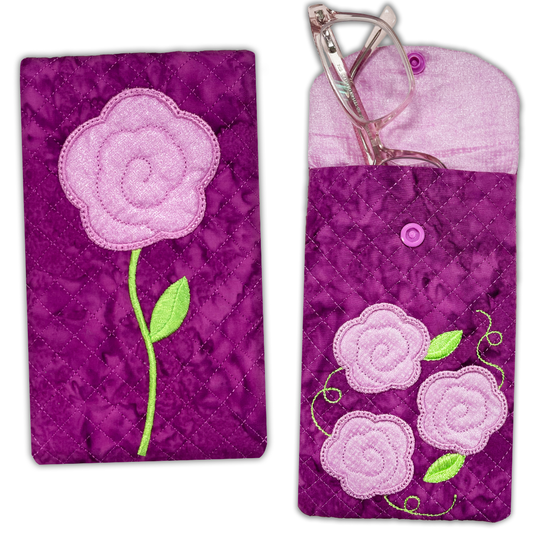 Posy Eyeglass Case In the Hoop Machine Embroidery Designs Pickle Pie Designs
