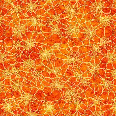 Orange Spiderwebs Witchypoo Cotton 44"/45" Fabric Per Yard