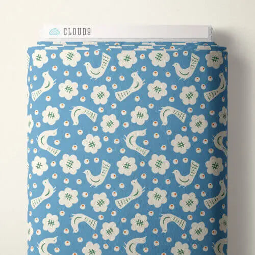 Orchard Deco - Sakura - Blue 44" / 45" Fabric Per Yard The Fabric Company