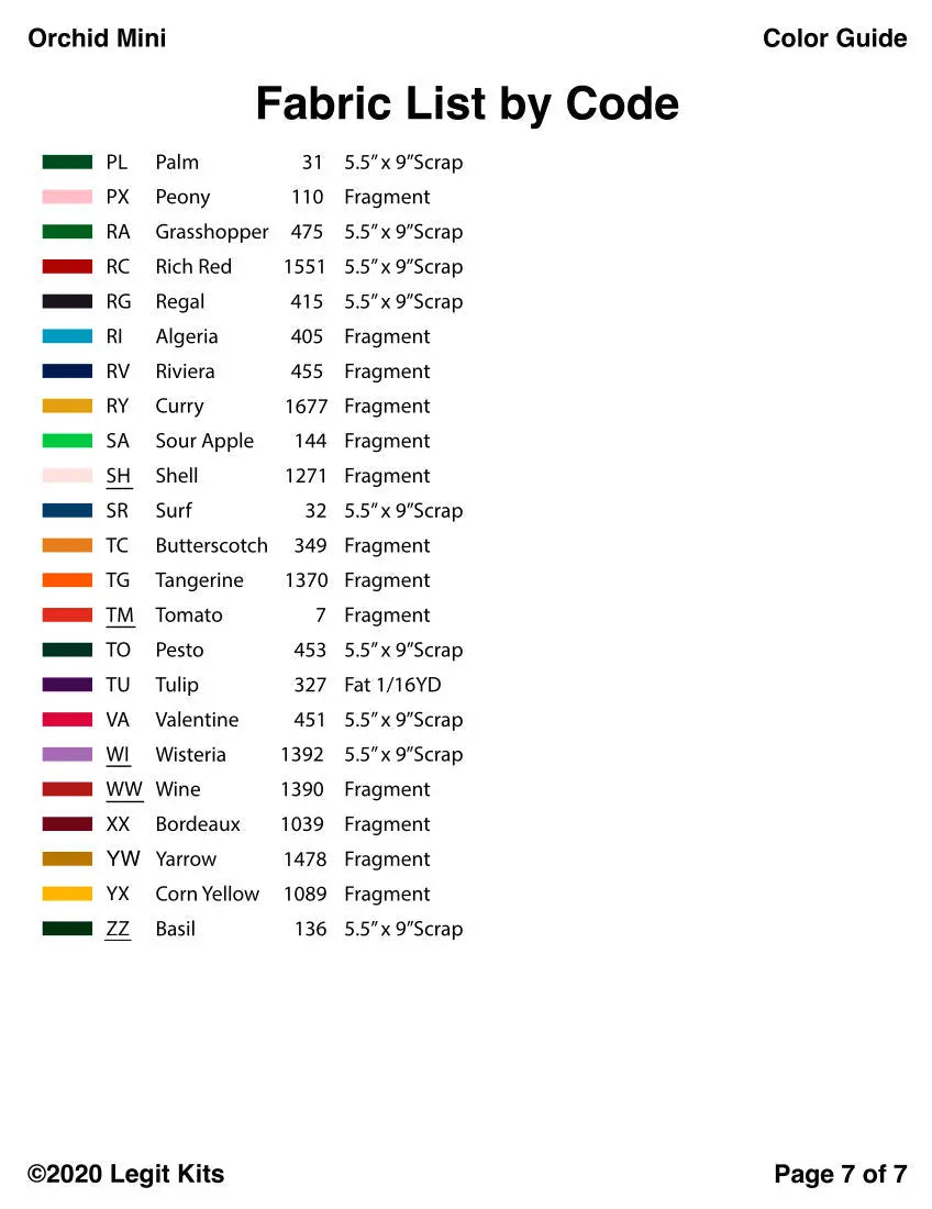 Orchid Mini Pattern Legit Kits