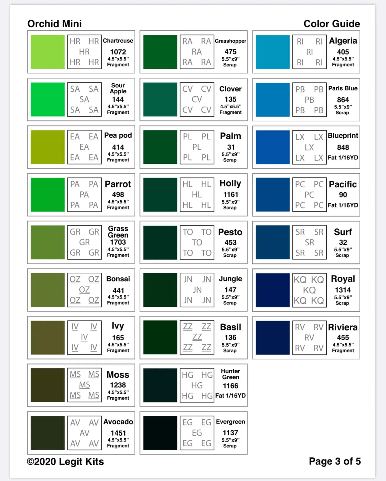 Orchid Mini Pattern Legit Kits