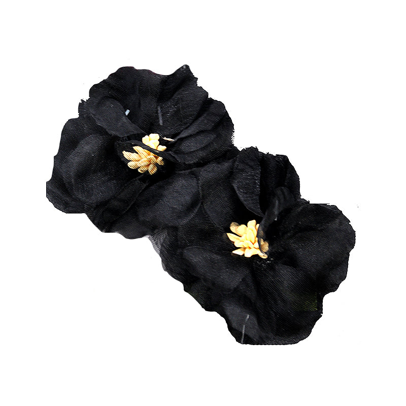 Organza Flower Appliqués - 12pcs 2 1/2" round (6 Cards Per Order) - BPP-A1-02 Black