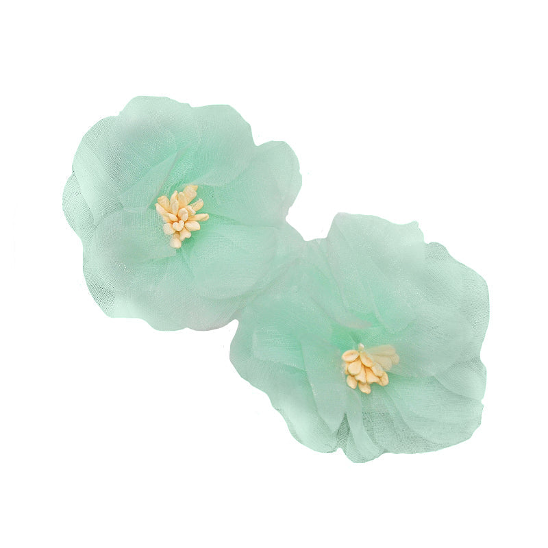 Organza Flower Appliqués - 12pcs 2 1/2" round (6 Cards Per Order) - BPP-A1-03 Blue