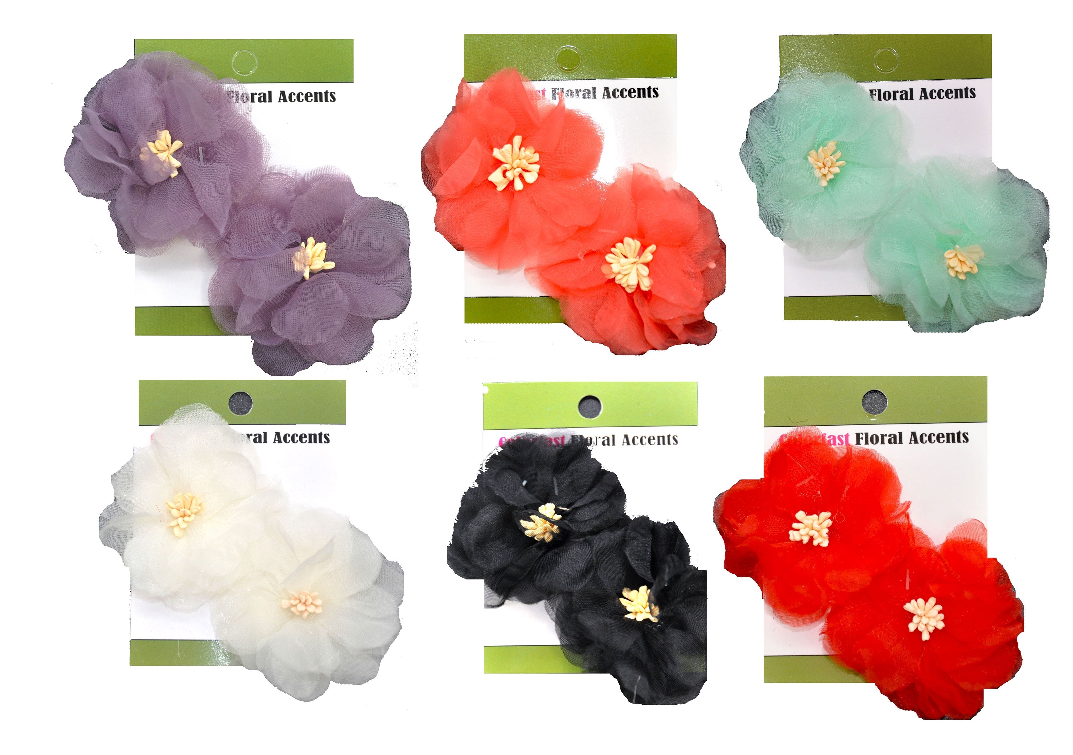 Organza Flower Appliqués - 12pcs 2 1/2" round (6 Cards Per Order) - BPP-A1-21 Lavender