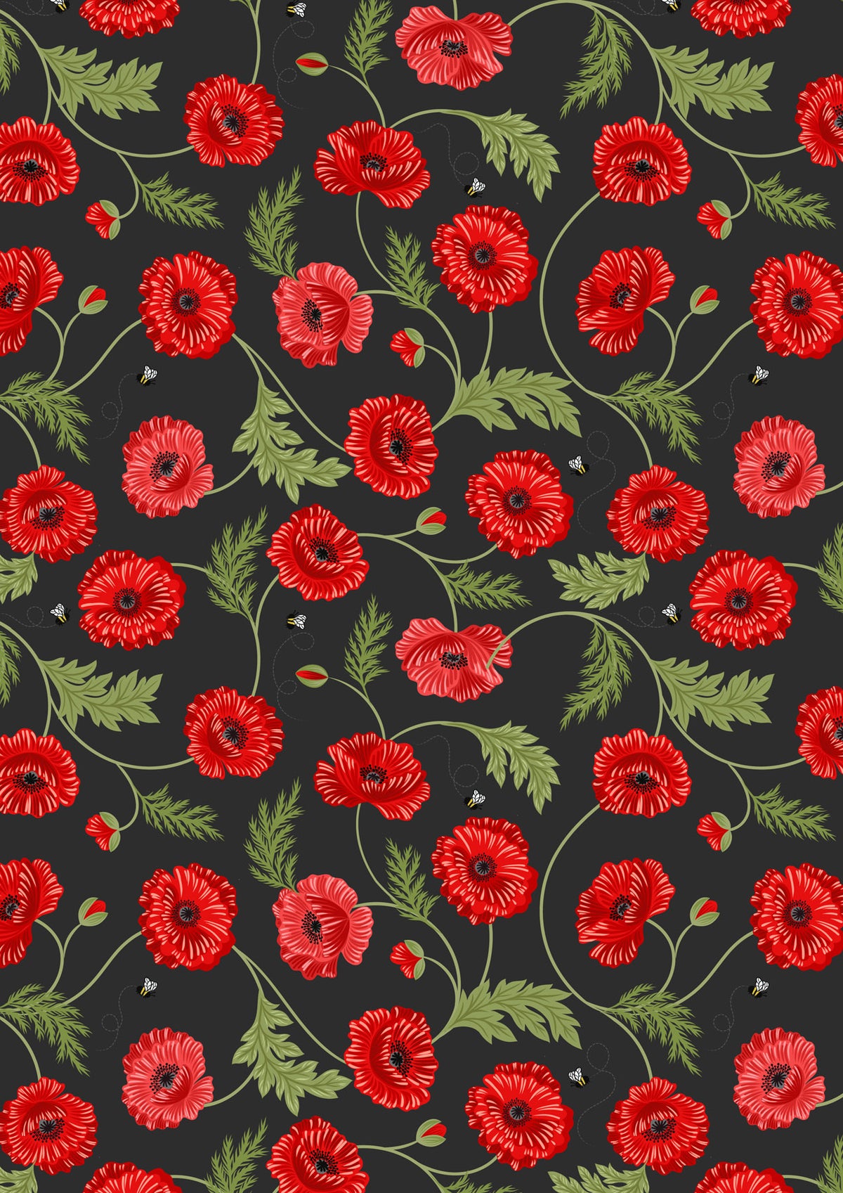 Poppies Cotton Wideback Fabric Per Yard