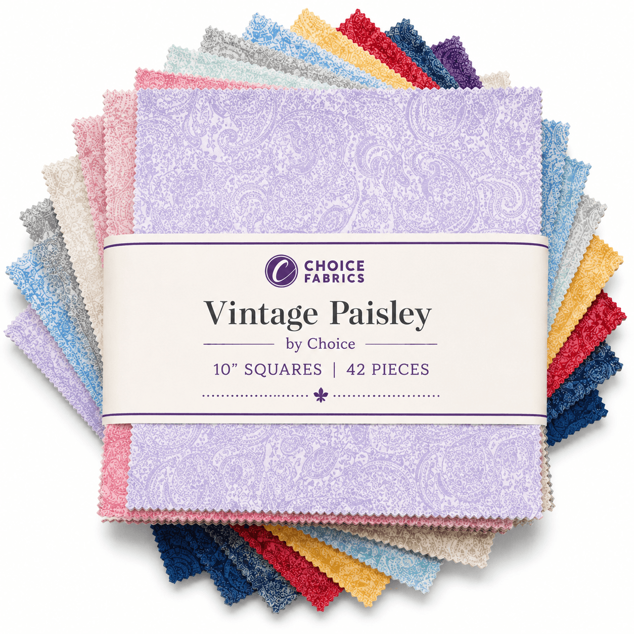 Choice Fabrics Vintage Paisley 10 inch squares 42 cuts layer cake