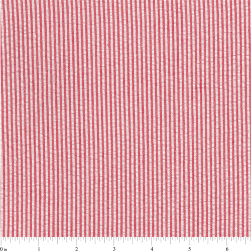 Red Stripe Seersucker Fabric - Reorderable