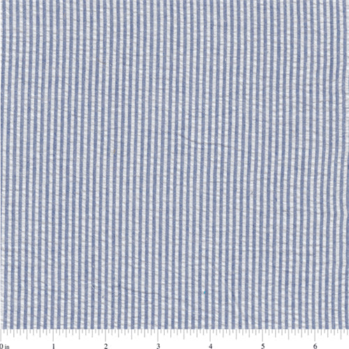 Royal Blue Stripe Seersucker Fabric - Reorderable